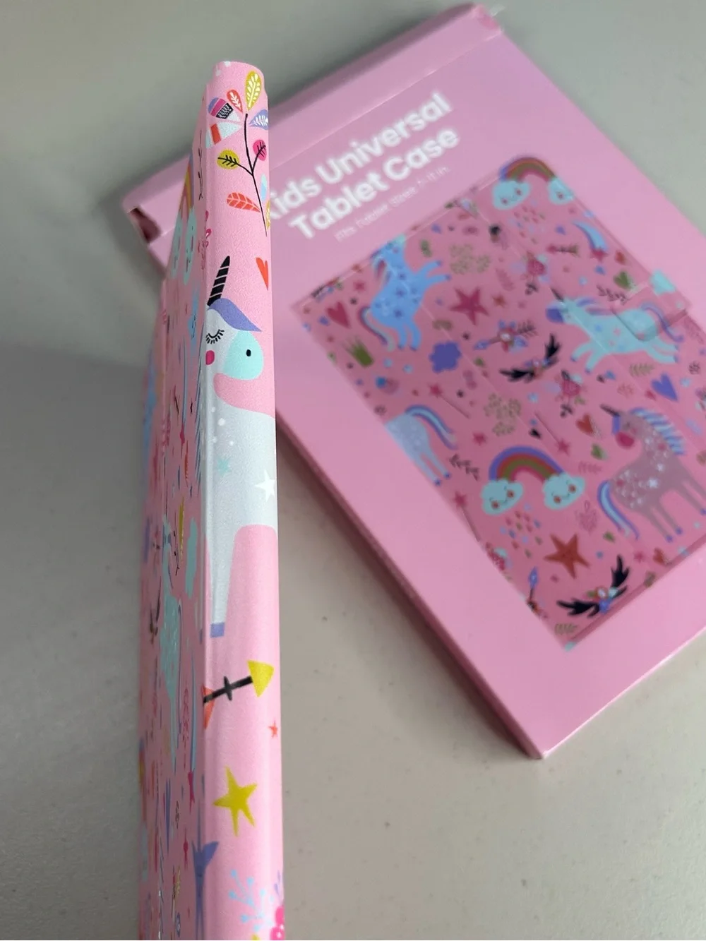 Kids Folding Folio Tablet Case Unicorn Rainbow Pink Multicolor